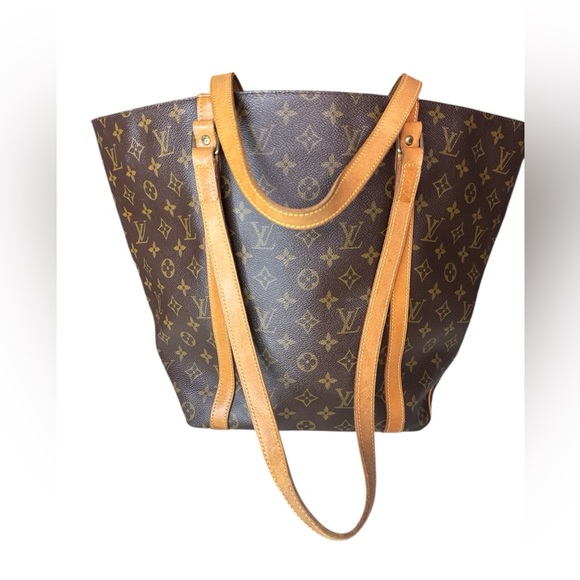 Louis Vuitton Handbags - Louis Vuitton Classic Monogram Sac Shopper  Tote with Tan Straps